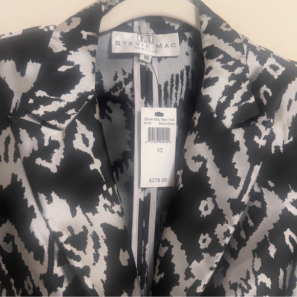 Stevie Mac New York Black & Gray Patterned Blazer Size 10 New NWT - Picture 5 of 5